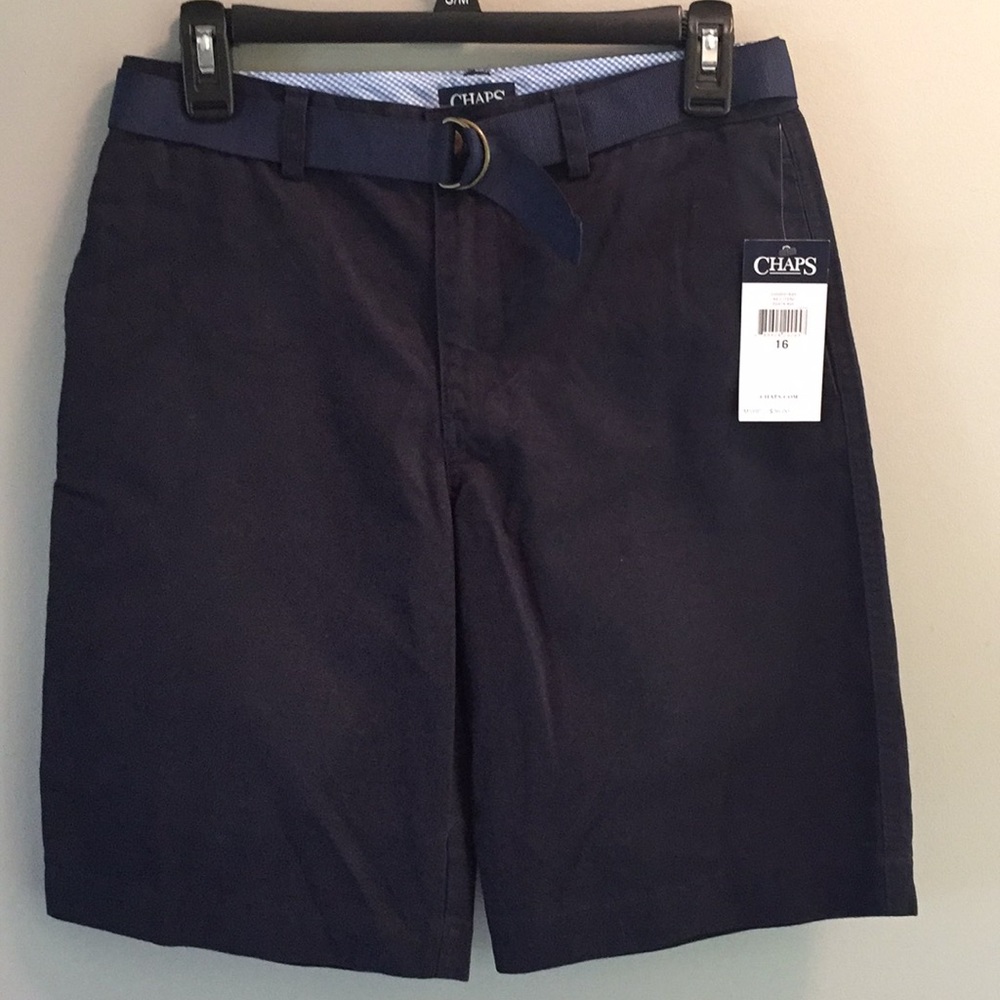 NWT CHAPS Navy Cotton Shorts Boys Size 16